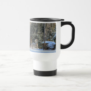Mug De Voyage Cantonnement, Chevaux de course en hiver Photo nei