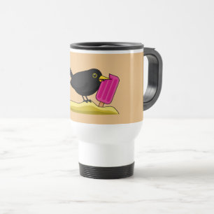 Mug De Voyage Caricature Blackbird Manger Une Crème De Glace