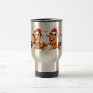 Mug De Voyage Caricature de crevettes de Noël joyeux
