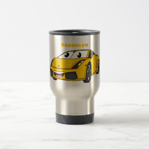 Mug De Voyage Caricature de voiture sport jaune joyeux