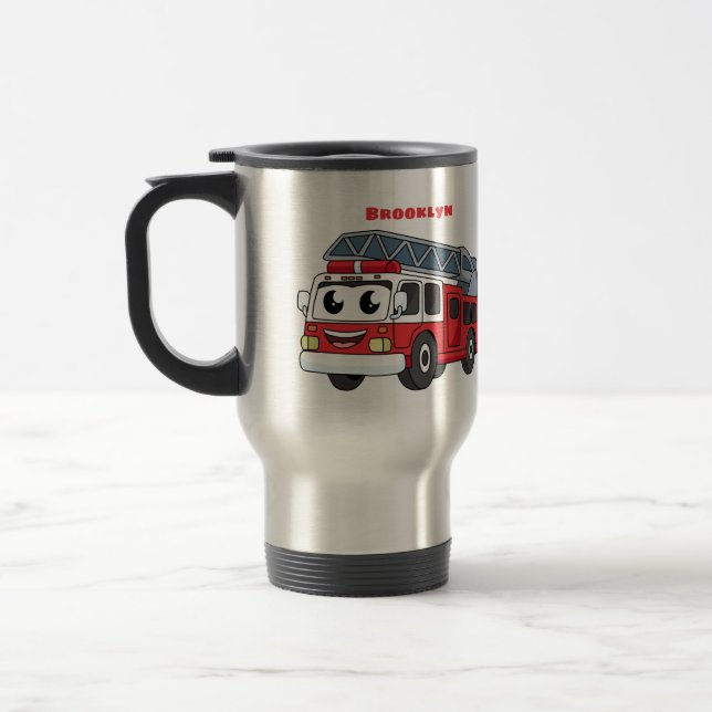 Mug De Voyage Caricature du moteur de feu joyeux (Gauche)