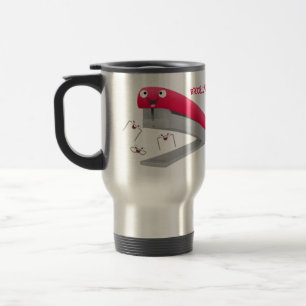 Mug De Voyage Caricature en agrafeuse rouge pâle