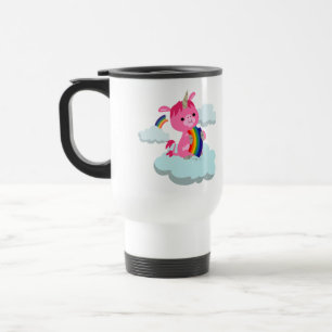 Mug De Voyage Caricature mignonne à l'arc-en-ciel Unicorn Commut