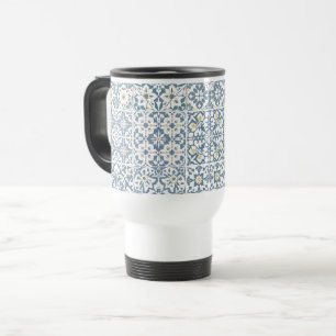 Mug De Voyage Carreaux Méditerranéens, Marocains, Majolique, Azu