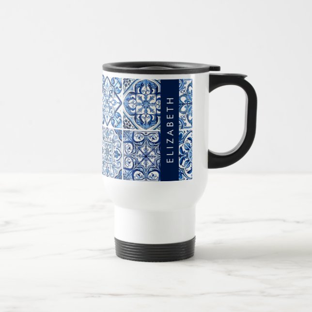 Mug De Voyage Carreaux méditerranéens, Portugais, Azulejo, Votre (Droite)