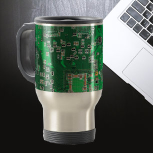 Mug De Voyage Carte de circuit Geek d'ordinateur vert