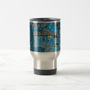 Mug De Voyage Carte de circuit imprimé personnalisée en bleu pou