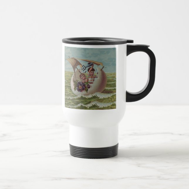 Mug De Voyage Carte de Pâques Antique OEufs de voile Enfants (Droite)