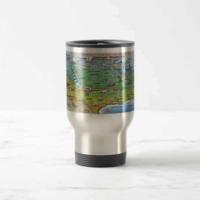 Mug De Voyage Carte historique de bande dessinée de l'itinéraire (Centre)