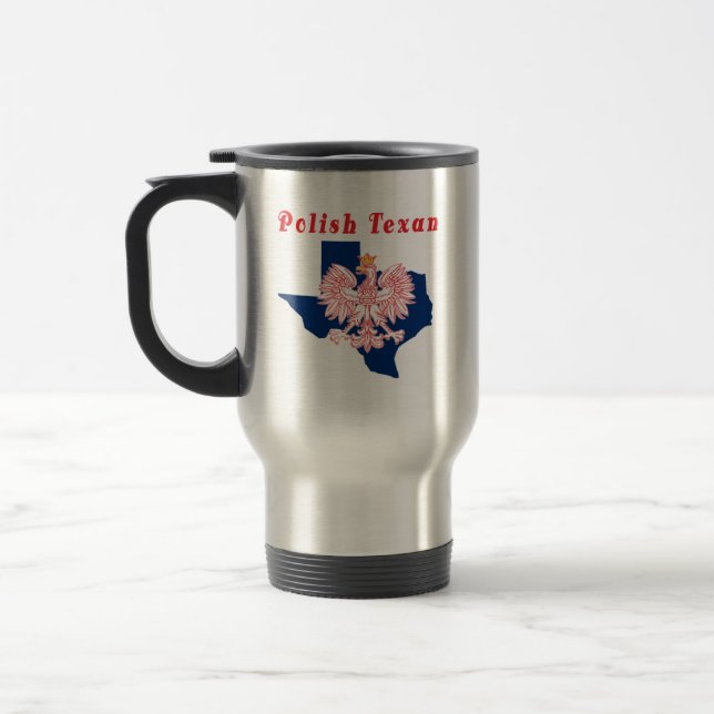 Mug De Voyage Carte Texan Polonais Avec Texas (Gauche)