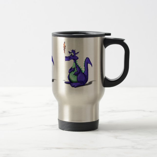 Mug De Voyage Cartoon de dragon violet inquiété (Droit)