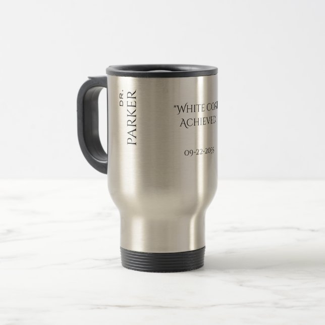 Mug De Voyage Cérémonie de la robe blanche personnalisée Nouveau (Devant gauche)
