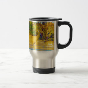 Mug De Voyage Cerf de couleur moutarde avec bleu clair