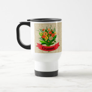 Mug De Voyage Changer Grand-Mère Nom Grammy Nana Grandma Flower