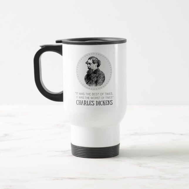 Mug De Voyage Charles Dickens Portrait et Citation (Gauche)