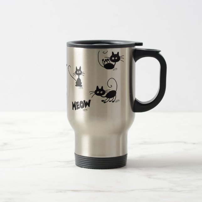 Mug De Voyage Chat noir de bande dessinée (Droit)