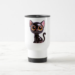 Mug De Voyage Chat noir stylisé assis,