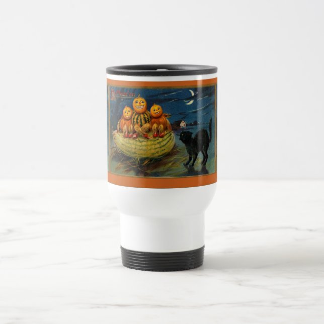 Mug De Voyage Chat noir vintage Halloween Citrouille (Centre)