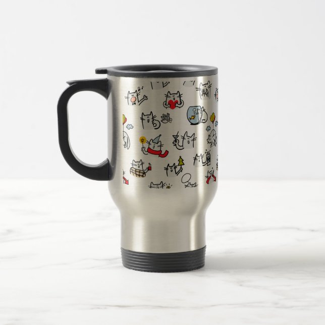 Mug De Voyage Chats amusants, lait et magie. (Gauche)