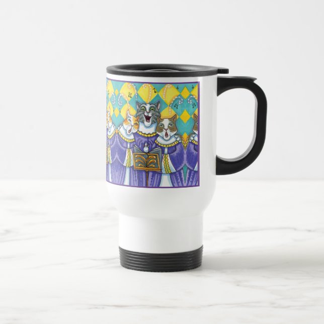 MUG DE VOYAGE CHATS CHOIR ÉGLISE & SOURIS CHANTER CAROLS DE NOËL (Droite)