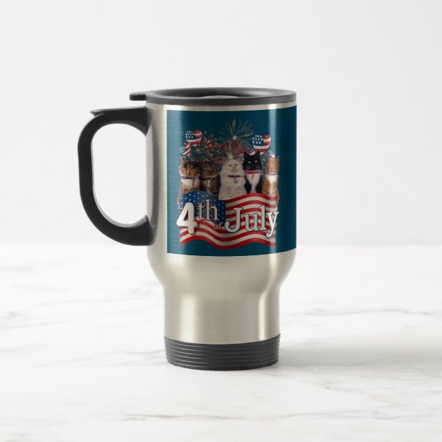 Mug De Voyage Chats Petit Chat Cœur Feu d'Artifice Drapeau Améri (Gauche)