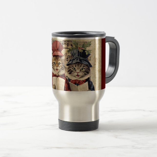Mug De Voyage Chats qui chantent des chants de Noël (Devant droit)