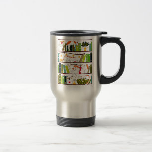 Mug De Voyage Chats Sur La Librairie, Chat Et Livre Cadeau Lover