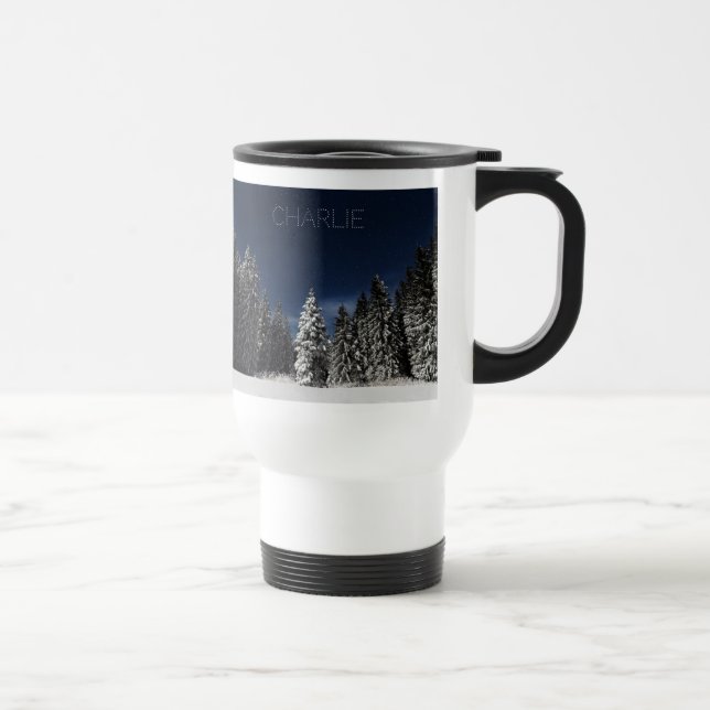 Mug De Voyage Chaussures de texte personnalisées Winter Sky (Droite)