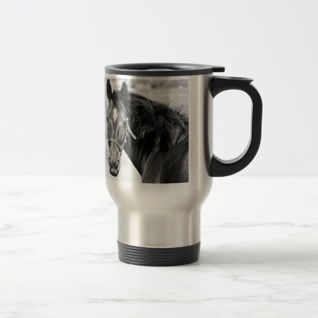 Mug De Voyage Cheval blanc noir (Droit)