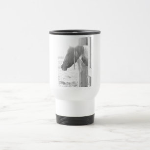 Mug De Voyage Cheval de la grange en noir et blanc