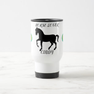 Mug De Voyage Cheval Lover voyage mug avec un nom personnalisé.