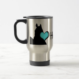 Mug De Voyage Chevaux de Coeur I Aqua Heart (arrière - plan blan