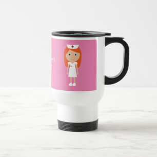 Mug De Voyage Cheveux rouges d'infirmière mignonne de bande