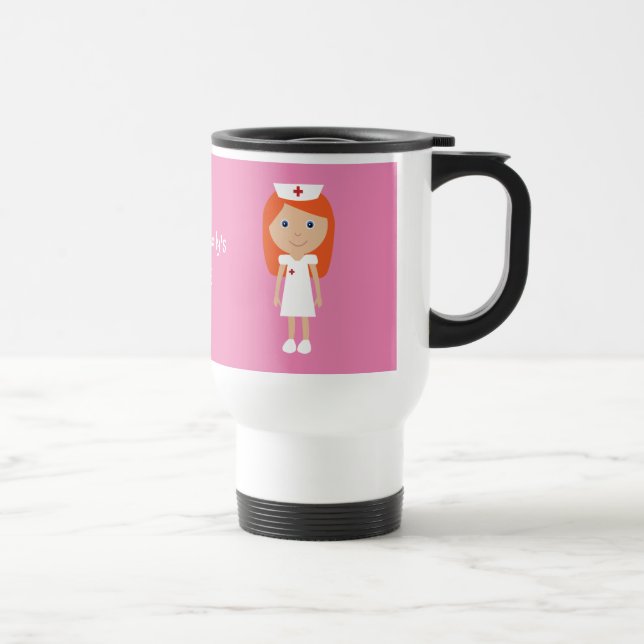 Mug De Voyage Cheveux rouges d'infirmière mignonne de bande (Droite)
