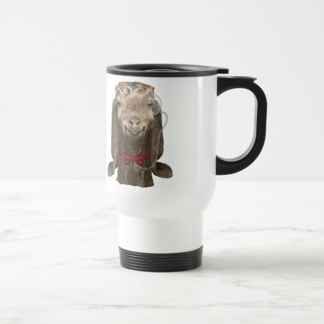 Mug De Voyage Chèvre Nubienne Drôle Avec Monocle (Droite)