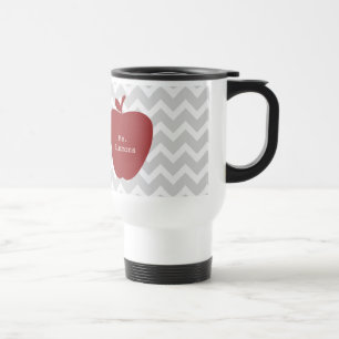 Mug De Voyage Chevron gris et professeur rouge d'Apple