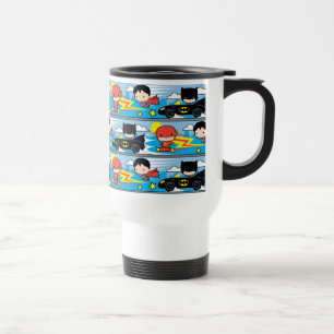 Mug De Voyage Chibi Flash, Superman et Batman Racing Motif