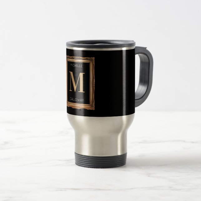 Mug De Voyage Chic Monogramme noir et or (Devant droit)