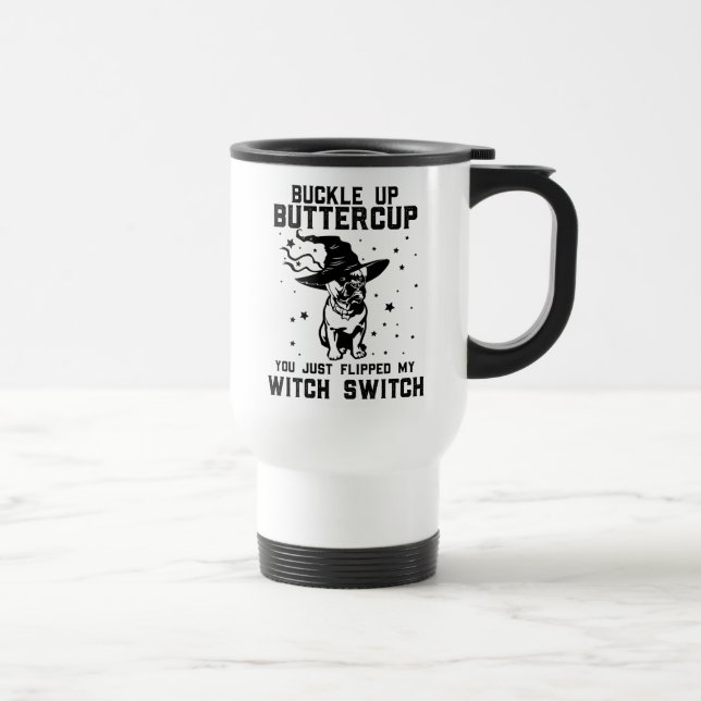 Mug De Voyage CHIEN BOUCHER VERS LE HAUT BOUTEILLE, Halloween ch (Droite)