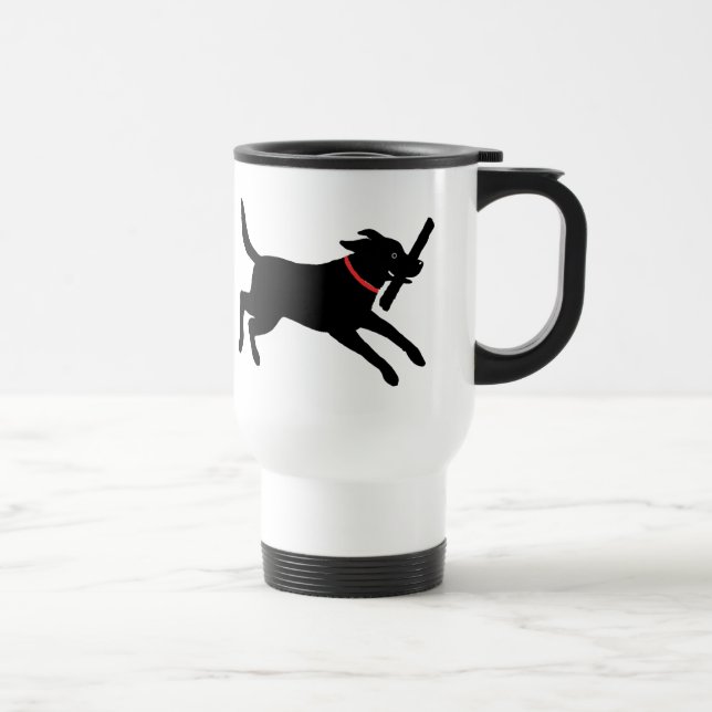 Mug De Voyage Chien mignon noir espiègle de labrador retriever | (Droite)