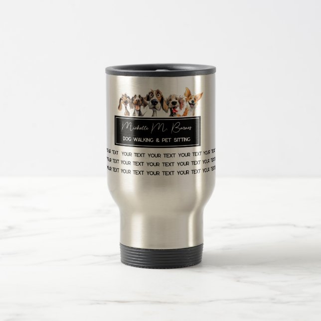 Mug De Voyage Chien moderne Chien de Marche assis noir blanc (Centre)
