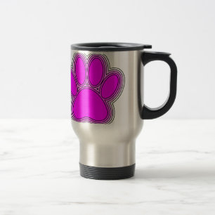 Mug De Voyage Chien Paw En Rose Avec Des Contours