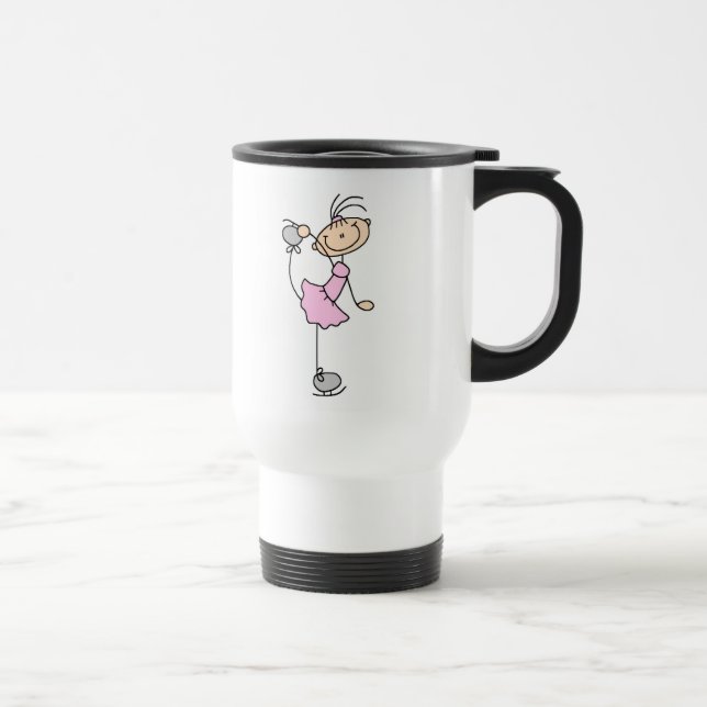 Mug De Voyage Chiffre rose patineur de bâton de fille de glace (Droite)