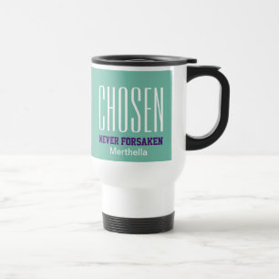 Mug De Voyage CHOISI JAMAIS ANNULÉ   Hébreux 13:5 AQUA