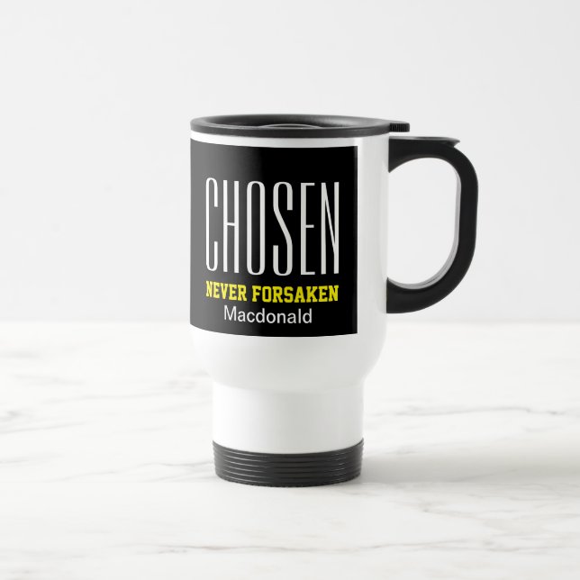 Mug De Voyage CHOISI JAMAIS ANNULÉ | Hébreux 13:5 NOIR (Droite)