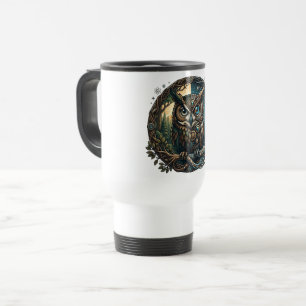 Mug De Voyage Chouette Cybernétique Nature vs Technologie Steamp