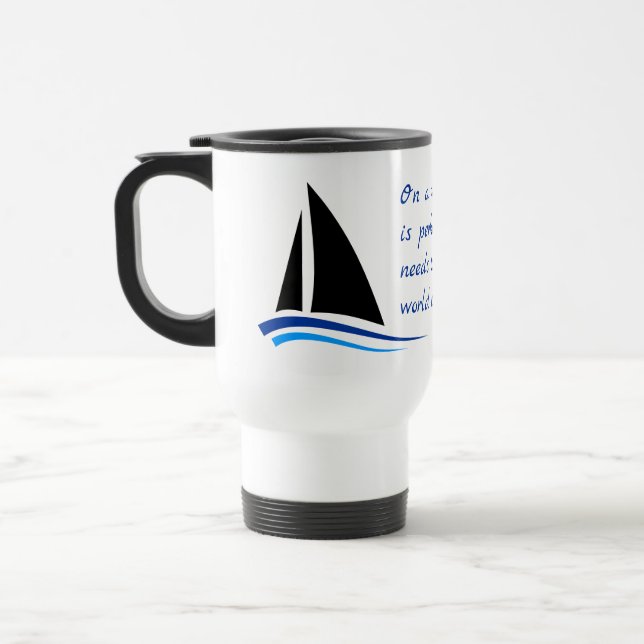 Mug De Voyage Citation de bateau à voile, éolien et beauté (Gauche)