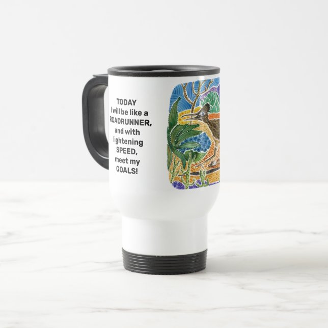 Mug De Voyage Citation de but avec l'illustration de l'aquarelle (Devant gauche)