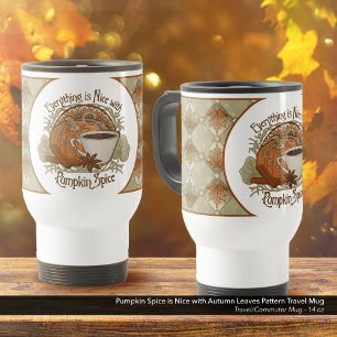 Mug De Voyage Citrouille Spice Coffee Art et Feuilles d'automne 