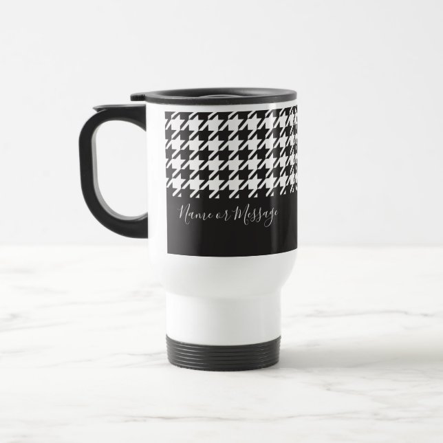 Mug De Voyage Classic moderne noir et blanc Houndstooth (Gauche)
